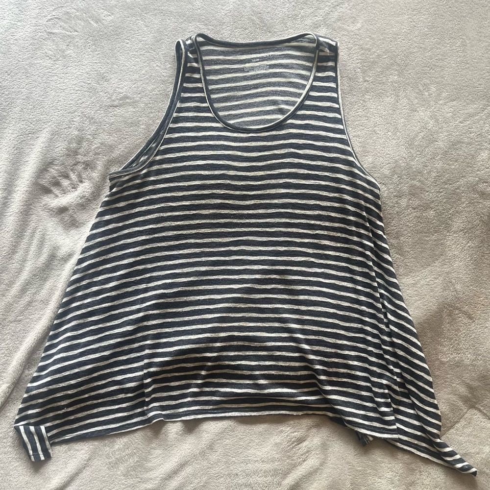 Lane Bryant Navy and White Striped Tank Top